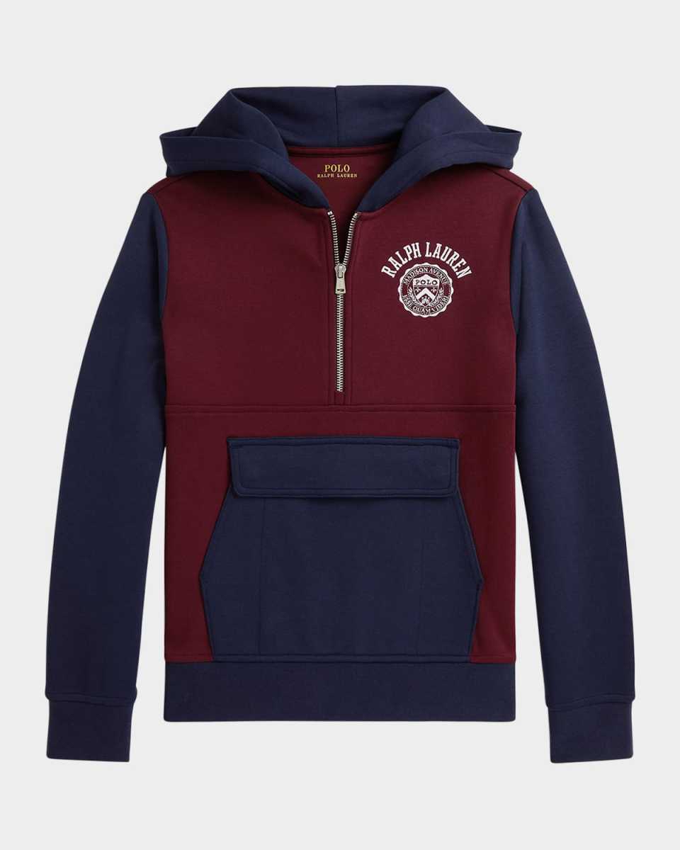 Boy's Double Tech Knit Long-Sleeve Hoodie, Size S-X